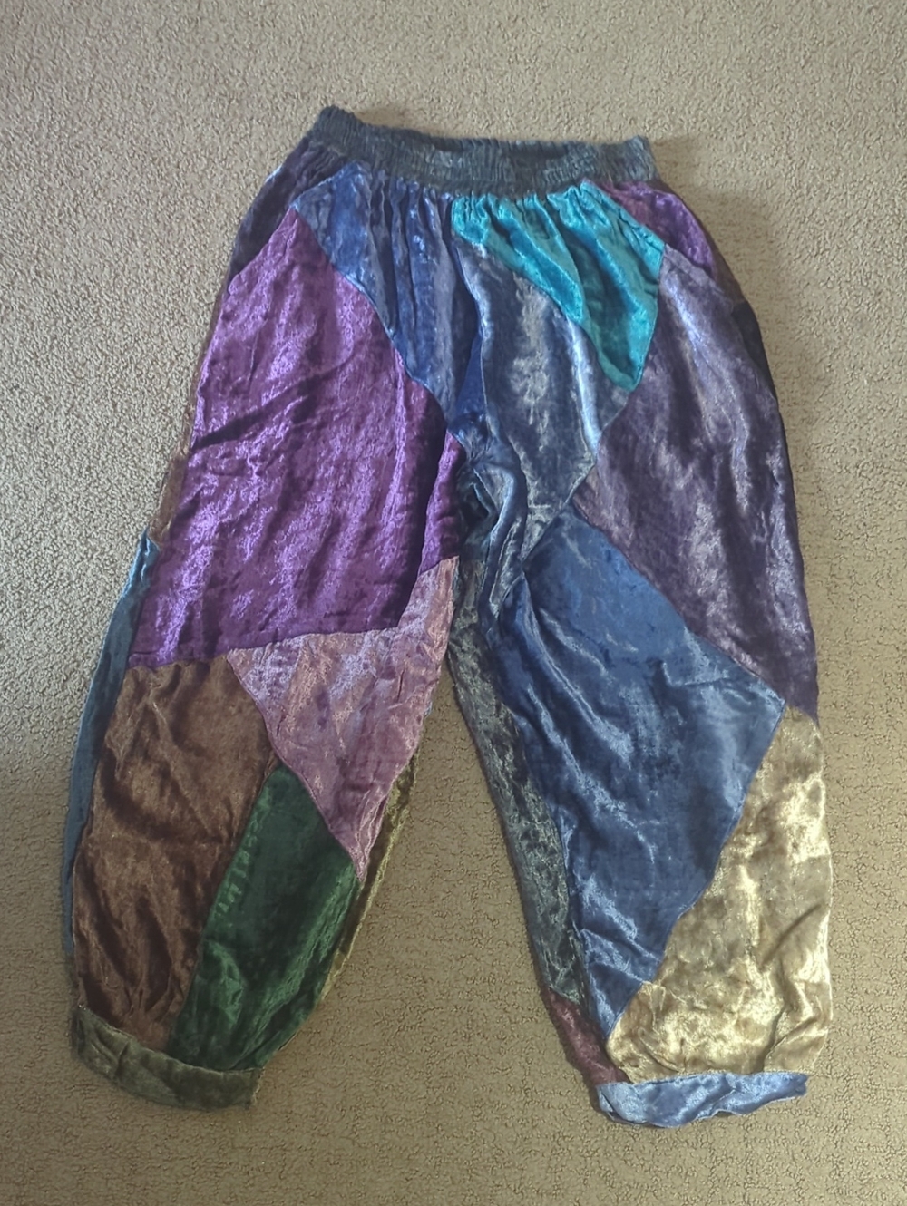 Sacred Threads Women's Velvet Patchwork Joggers in Multi-Color